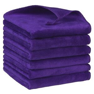 Microfiber Thick Absorbent Dish Clothes 12" x 12" 6 Pack Purple
